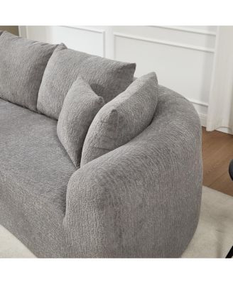 Light Gray Corduroy Cloud Sectional Sofa with L-Shape Chaise