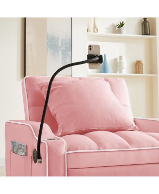 Sofa Bed Convertible Sleeper Chair, Adjustable Pull Out Folding Sofa Bed (Pink)