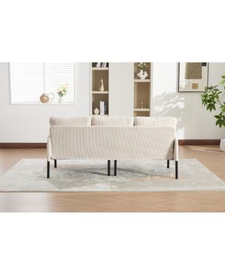 Streamdale Oversized Corduroy Loveseat Sofa with Metal Legs & Side Pockets