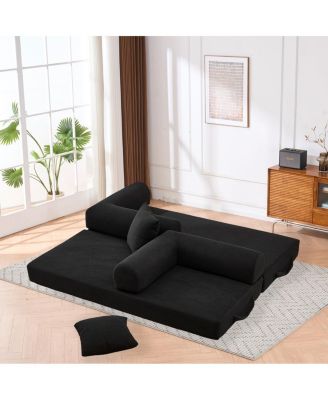 Streamdale Folding Sofa Bed, 63" Convertible Couch with 2 Pillows, Fold Out Mattress