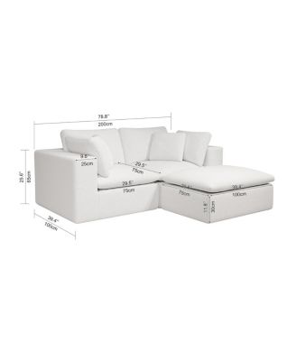  Modular Sectional Sofa Seat, Upholstered Couch for Living Room, 3PC Free Combination, White
