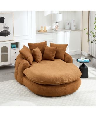 Streamdale Oversized Oval Upholstered Bean Bag Sofa with 3 Large & 2 Small Pillows
