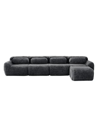 Streamdale L-shaped Plush Modular Sectional Sofa, Dark Gray