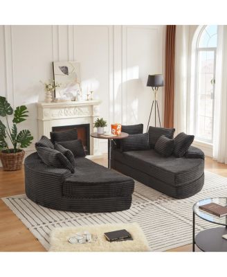 Streamdale Corduroy Oversized Recliner, Converts to 2 Recliners, Sofa Bed, Neck Pillow