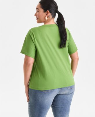 Plus Size Cotton Short-Sleeve Knot Top