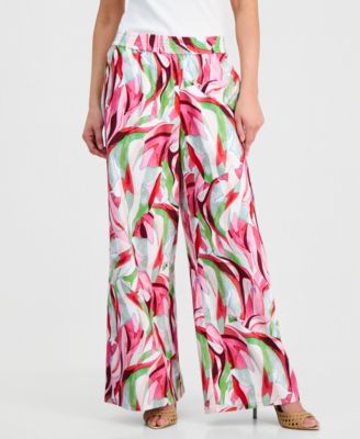 Petite Printed Wide-Leg Pants