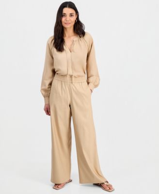 Petite High-Rise Pull-On Wide-Leg Pants