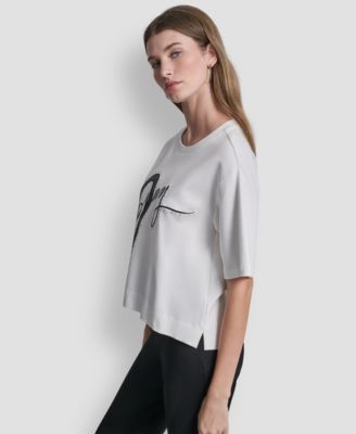 Women's Short-Sleeve Heart Script Logo Crew Neck Shirt