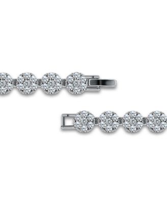 7 ct. t.w 2mm Round Cut Cubic Zirconia Stones Cluster Flower Link Bracelet