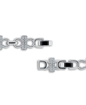 1 5/8 ct. t.w Glass Stone Pave Bars Between Polish Links Bracelet