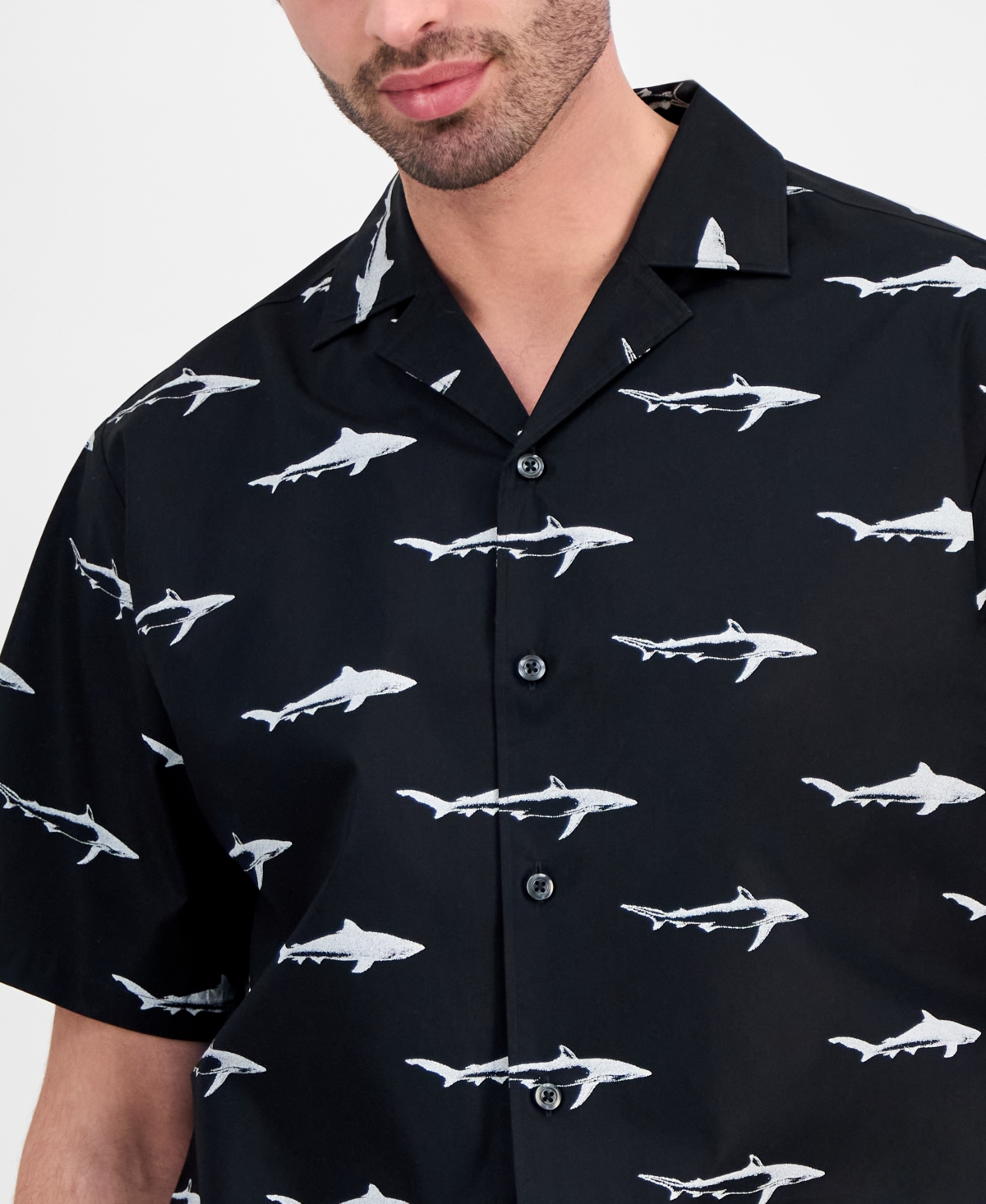 Hugo by Boss Men's Eligino Shark Print Short-Sleeve Shirt