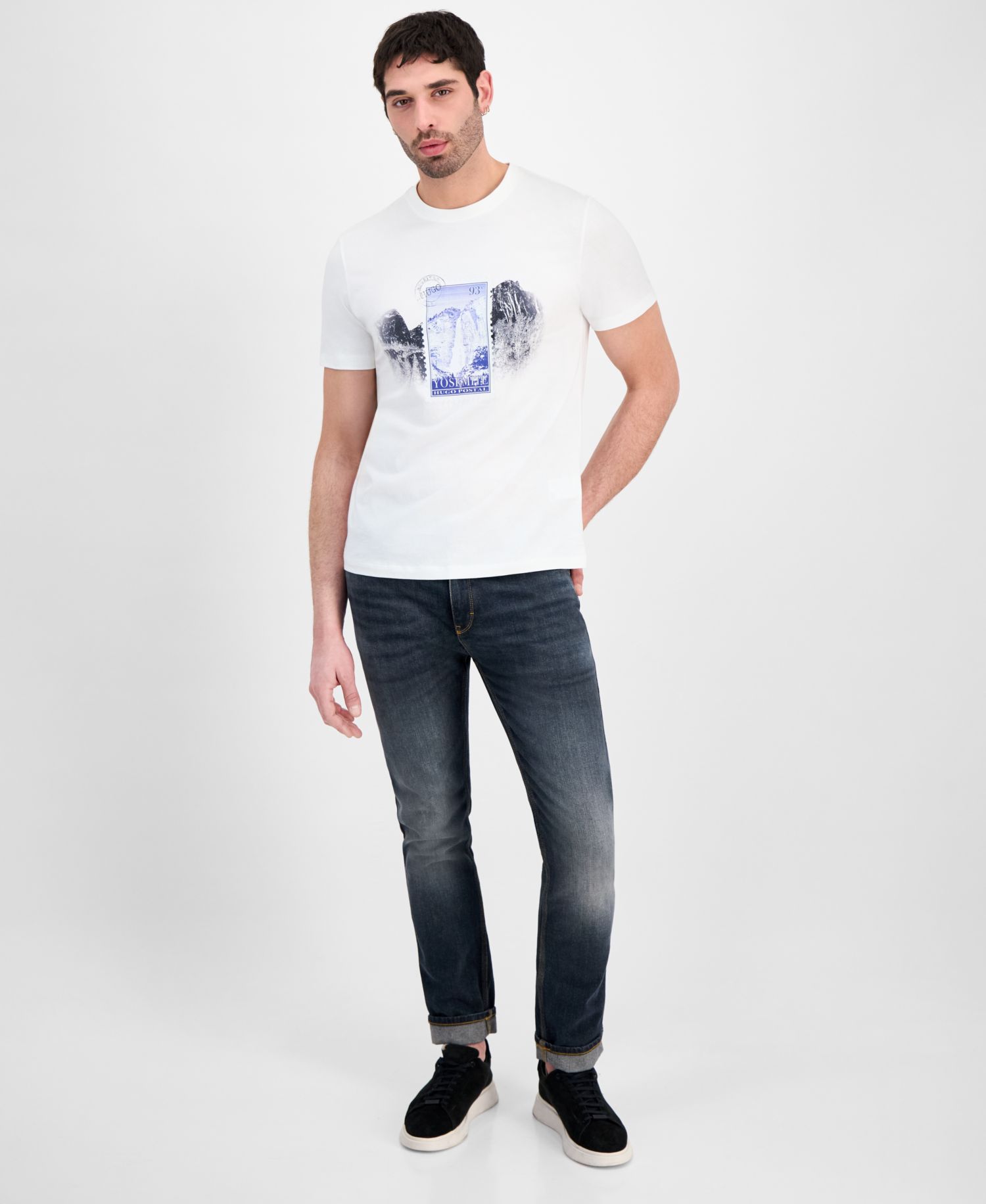 Hugo by Men's Yosemite Postal Stamp Graphic Print T-Shirt