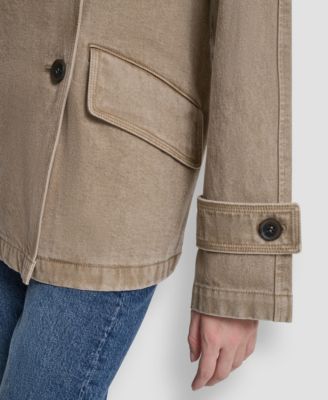 Women's Denim Double Breasted A-Line Coat