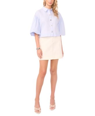 Women's Bubble Short-Sleeve Button-Up Shirt