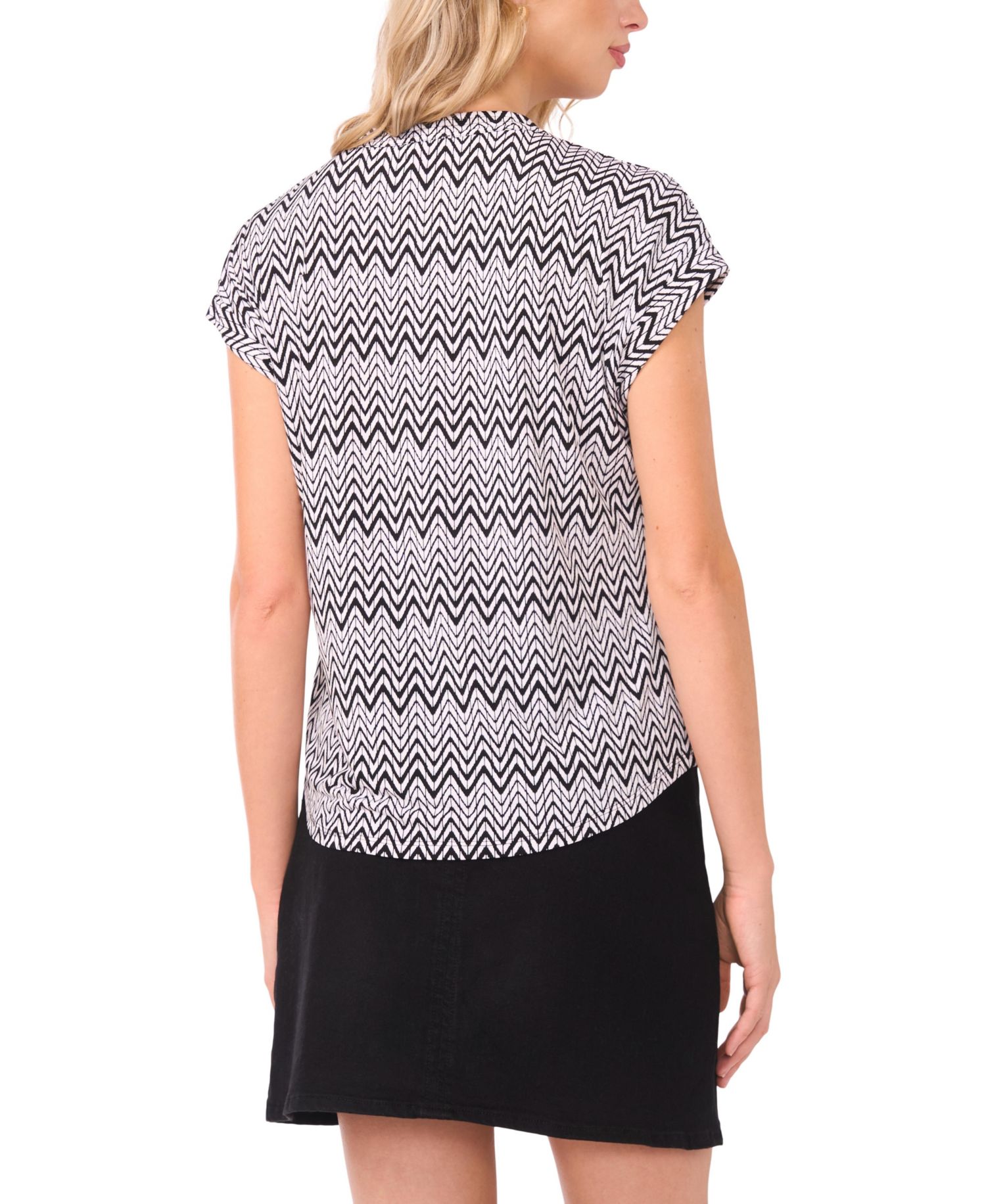 Women's V-Neck Front Placket Short-Sleeve Blouse