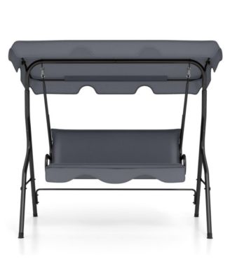 3 Seat Outdoor Patio Canopy Porch Swing with Cushioned Steel Frame