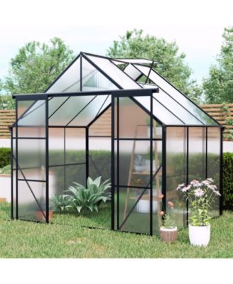 LUCKY ONE 8x6FT Double Door Polycarbonate Greenhouse with Base Anchoring