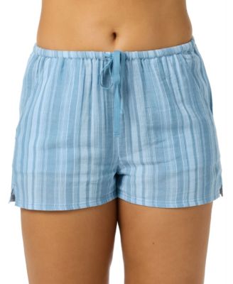 Juniors' Brenda Waves Elastic Waistband Striped Shorts