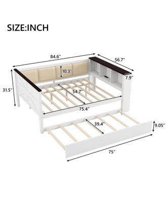 Wood Daybed with Storage, USB, and Trundle