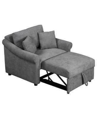 Chenille Convertible Sleeper Chair with Adjustable Backrest