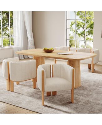 Dining Chairs Set of 4, Modern Fabric Seating with Rubber Wood Frame