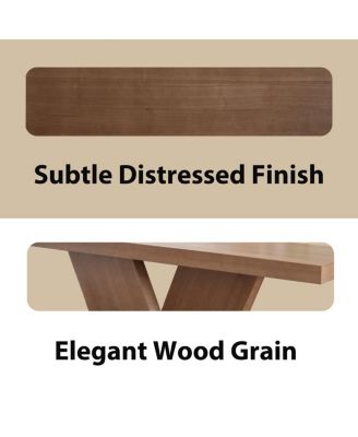 Modern X-Leg Console Table with Solid Wood Veneer, Walnut