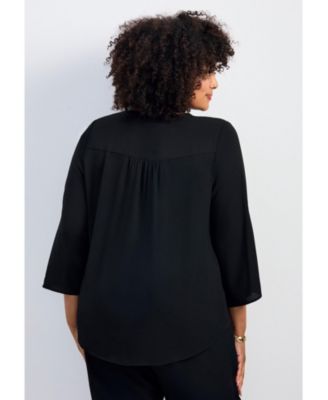 Women's Hailey Zip Front Pintuck Blouse
