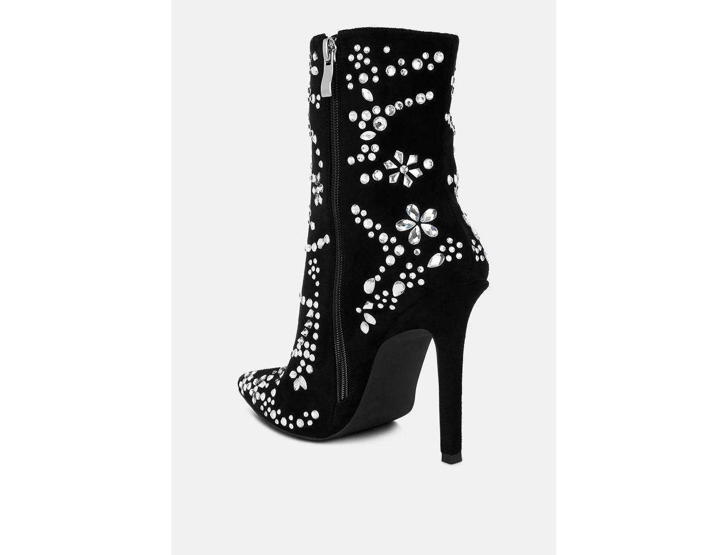 Женские ботинки London Rag Dunari Diamante Embellished Microfiber, цвет: Чёрный — фото 7