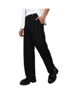 Men's Onyx Black Solid Tailored Trousers