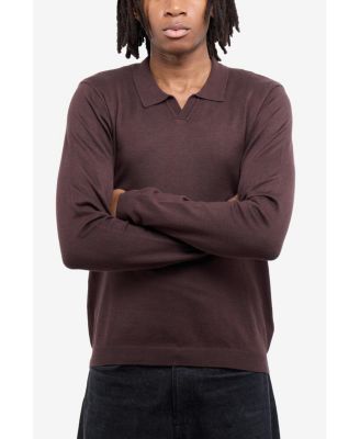 X RAY Men's Long Sleeve Sweater Johnny Collar Polo