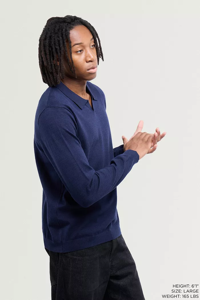Men's Long Sleeve Sweater Johnny Collar Polo - thumbnail 5