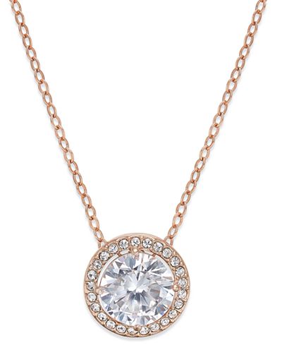 Danori Rose Gold-Tone Round Crystal and Pavé Pendant Necklace, Only at Macy's