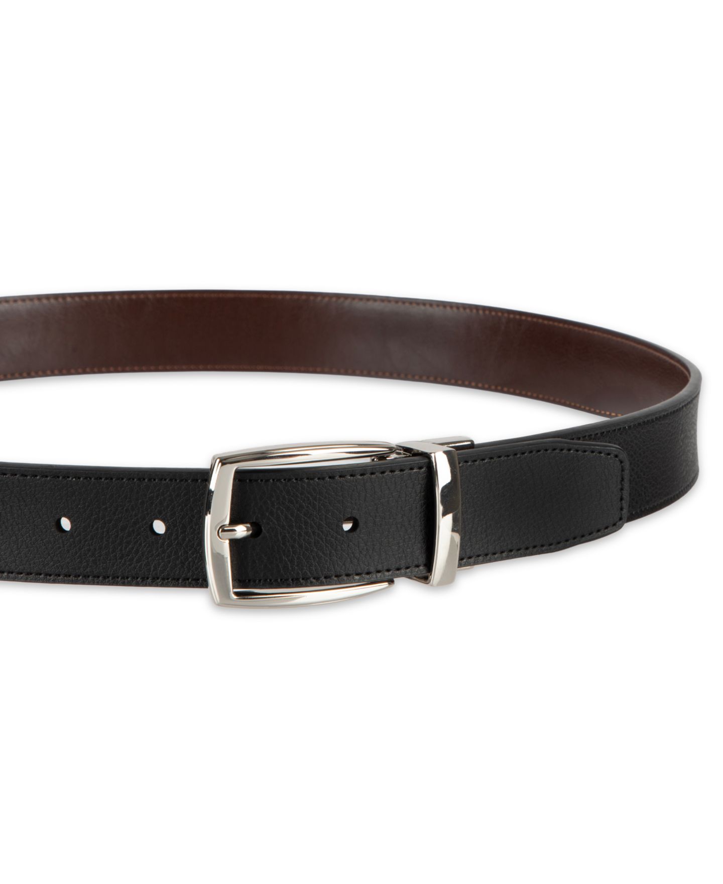 Мужской ремень Club Room 32MM Luxury 2-In-1 Reversible Dress Belt, цвет: Чёрный / Коричневый — фото 4