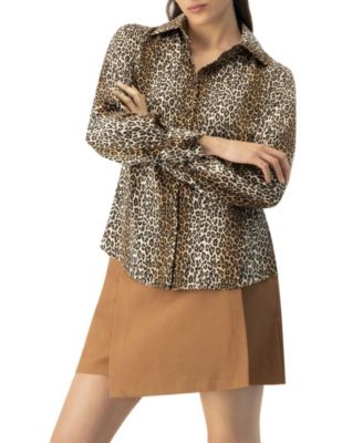 Women's Animal Print Satin Shirt