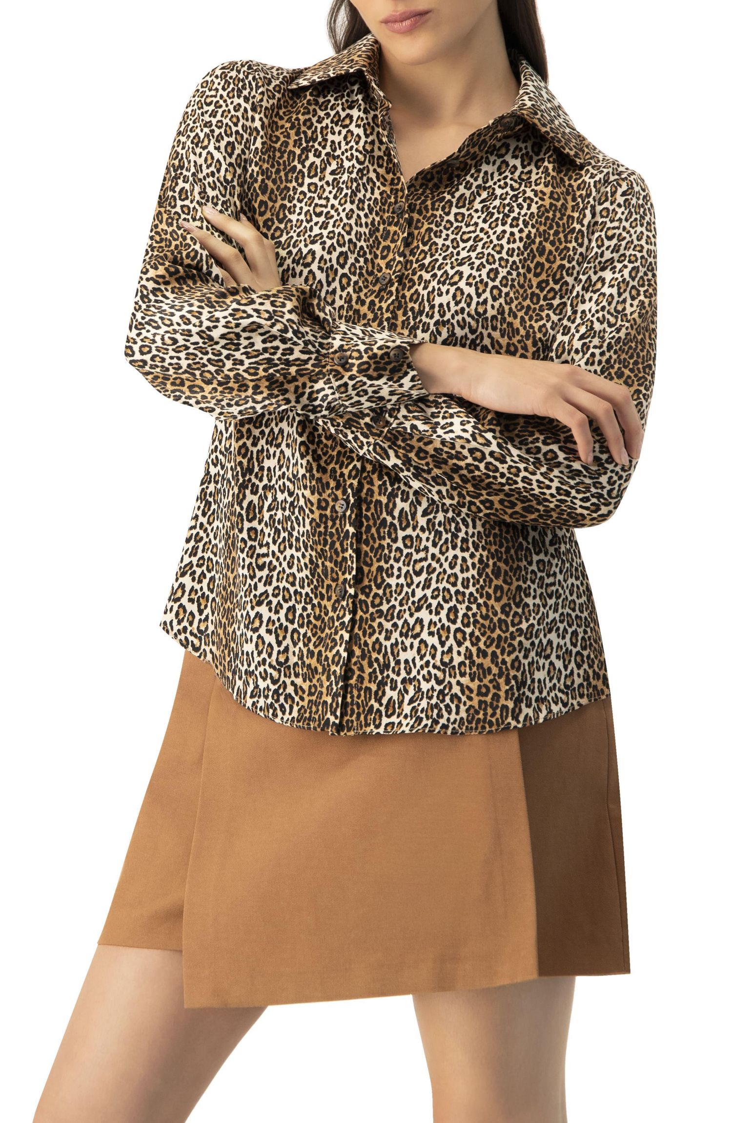 Women's Animal Print Satin Shirt
