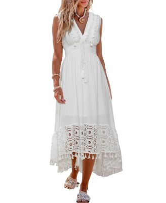 Women's Luna Glow White Midi Beach Dress