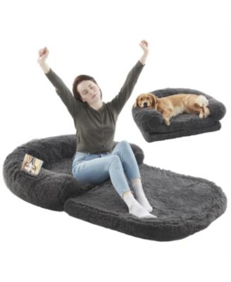71" Extra Large Dog Bed for People - Foldable Plush Sofa for You & Pet