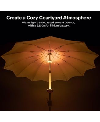 9 ft. Metal Outdoor Pagoda Market Patio Umbrella with Lights