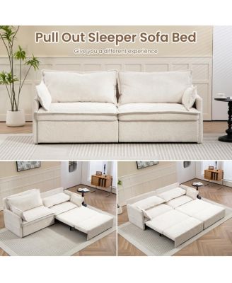 3-in-1 Corduroy Sofa Bed with Storage & Charging