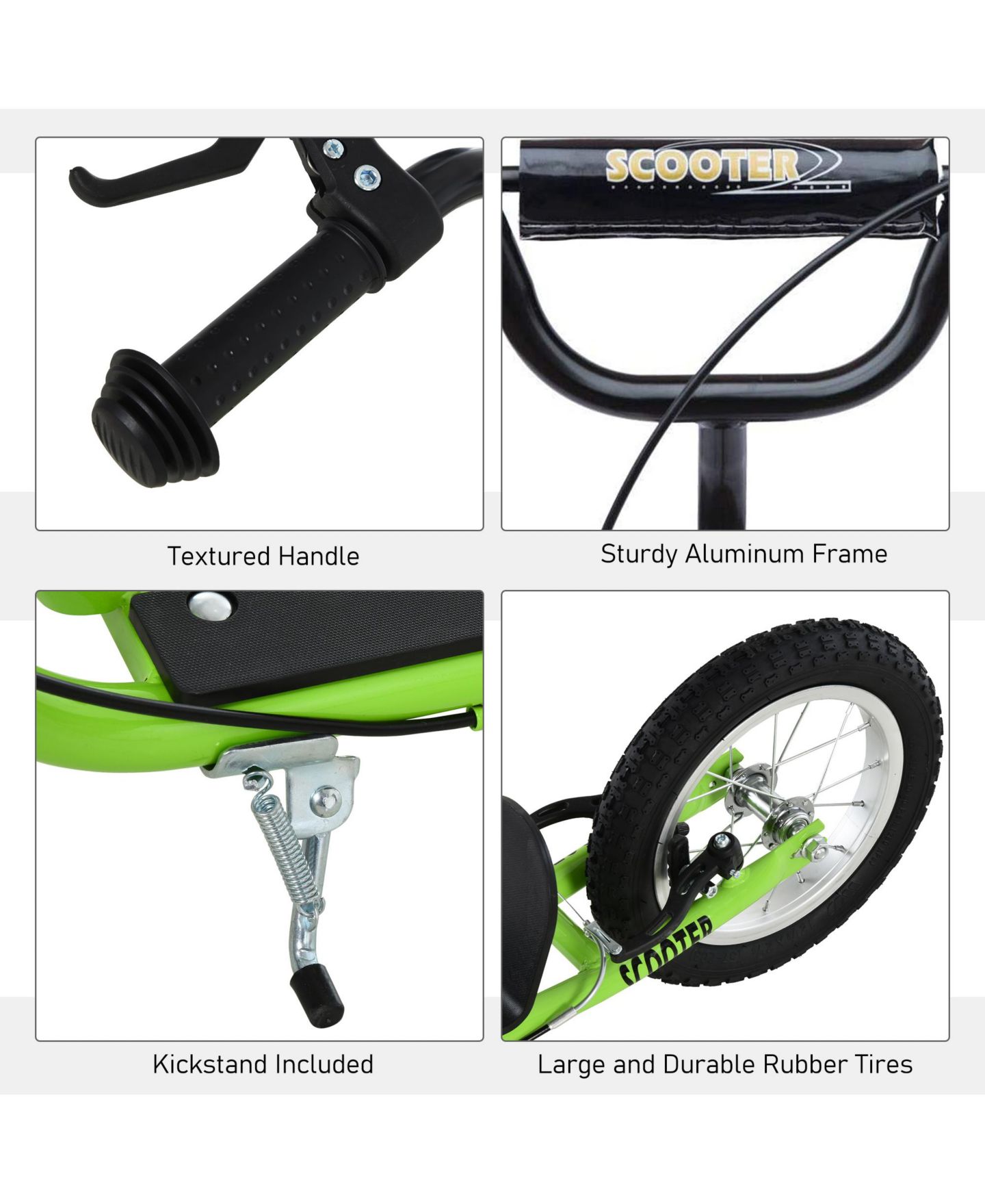 Детская игрушка HONGGE Adjustable Handlebar Dual-Brake Steel Kick Scooter, Ages 5+, цвет: Зелёный — фото 7