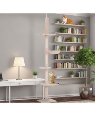 Adjustable Height Floor-to-Ceiling Vertical Cat Tree Climbing Tower