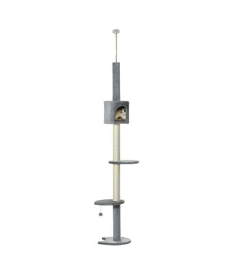 85.5" Gray 4-Tier Floor-to-Ceiling Kitty Activity Center