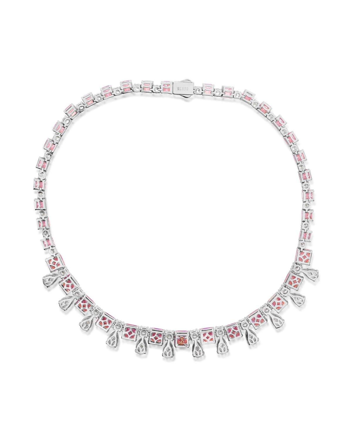 Suzy Levian New York Gala Collection Firework Cushion and Pear Cut Cubic Zirconia Tennis Necklace