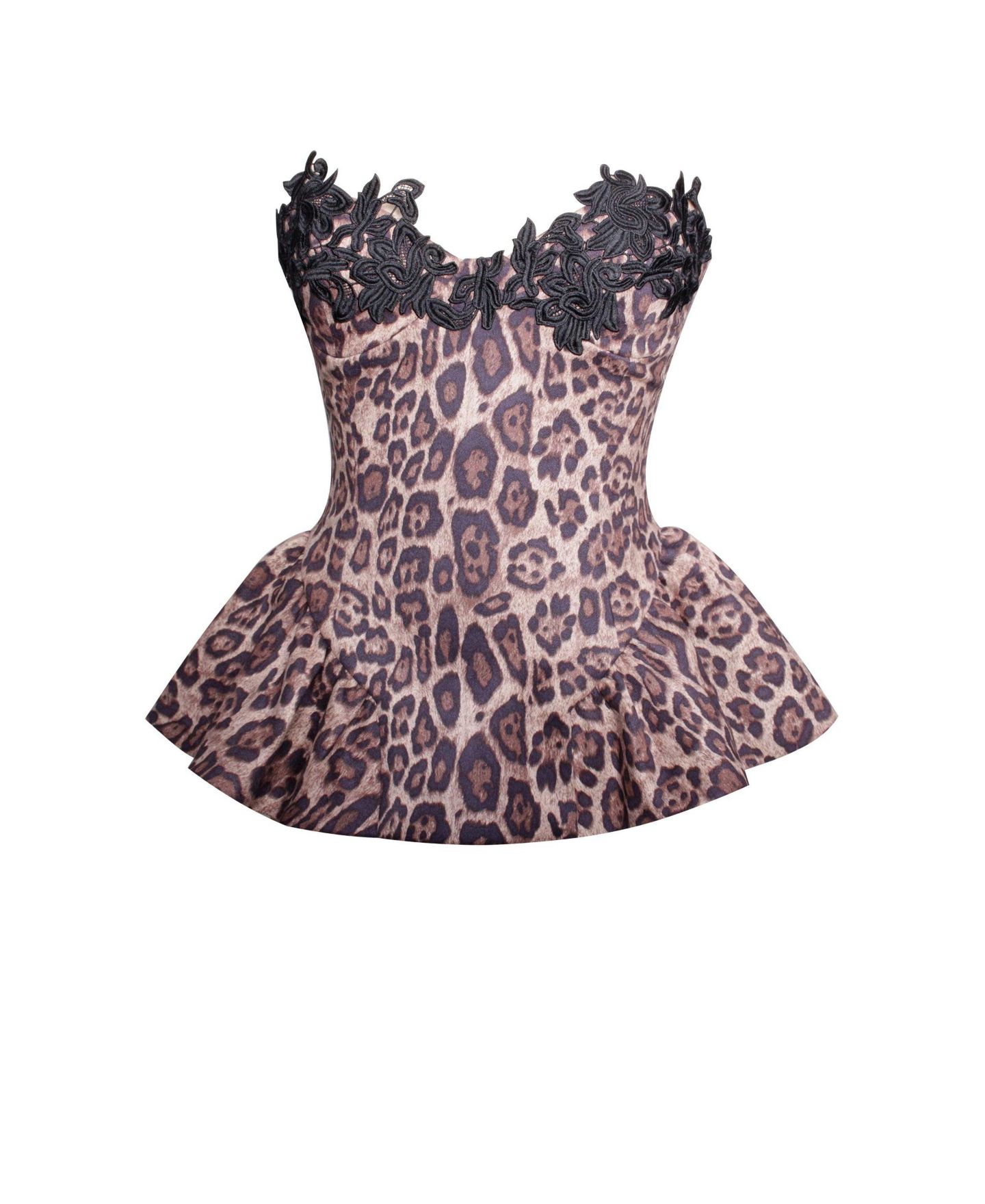 Женский топ Miss Circle Qiara Cheetah Print Peplum with Lace Trim, цвет: Коричневый — фото 11