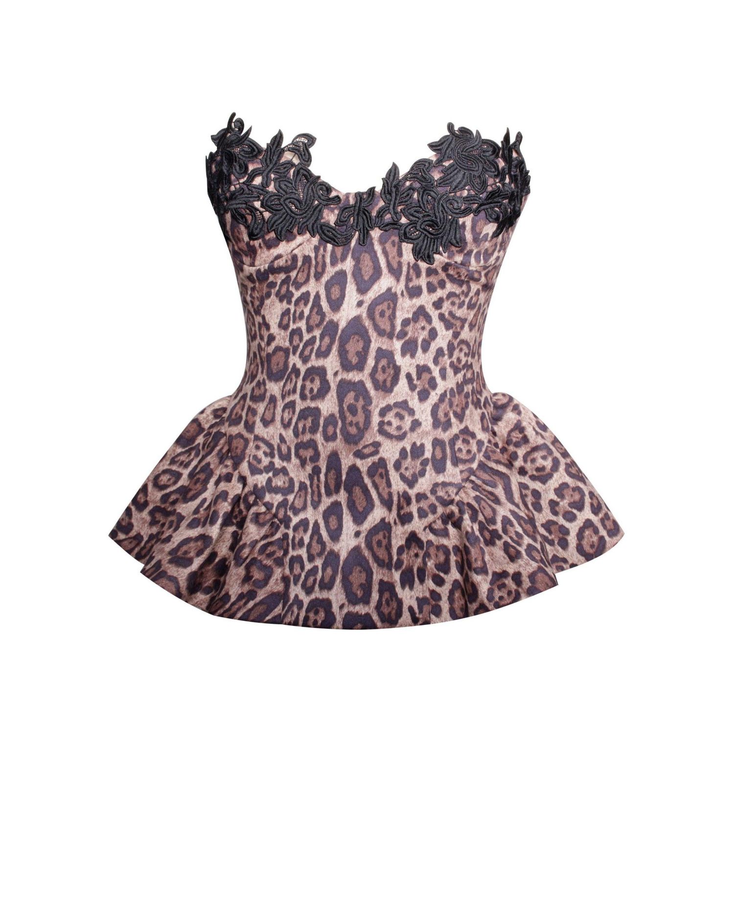 Women's Qiara Cheetah Print Peplum Top with Lace Trim