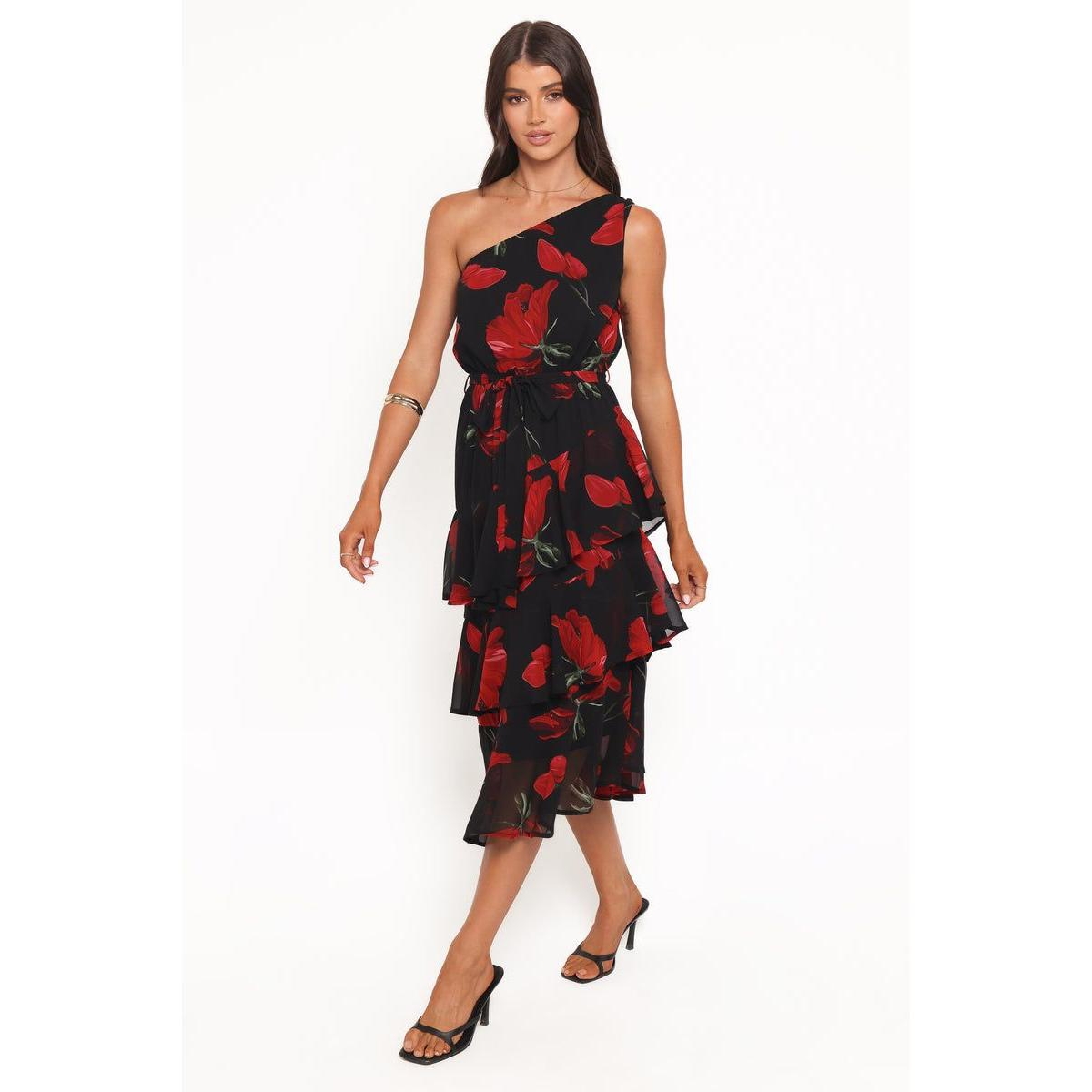 Petal and Pup Women's Brigette One Shoulder Tiered Midi Dress