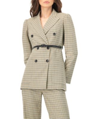 Women's Double-Breasted Checkered Blazer