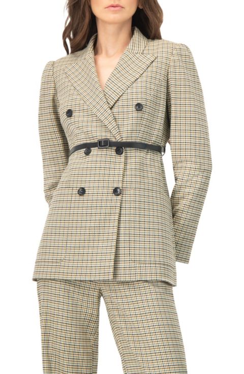 Женский пиджак Ivonne Double-Breasted Checkered Blazer, цвет: Разноцветный