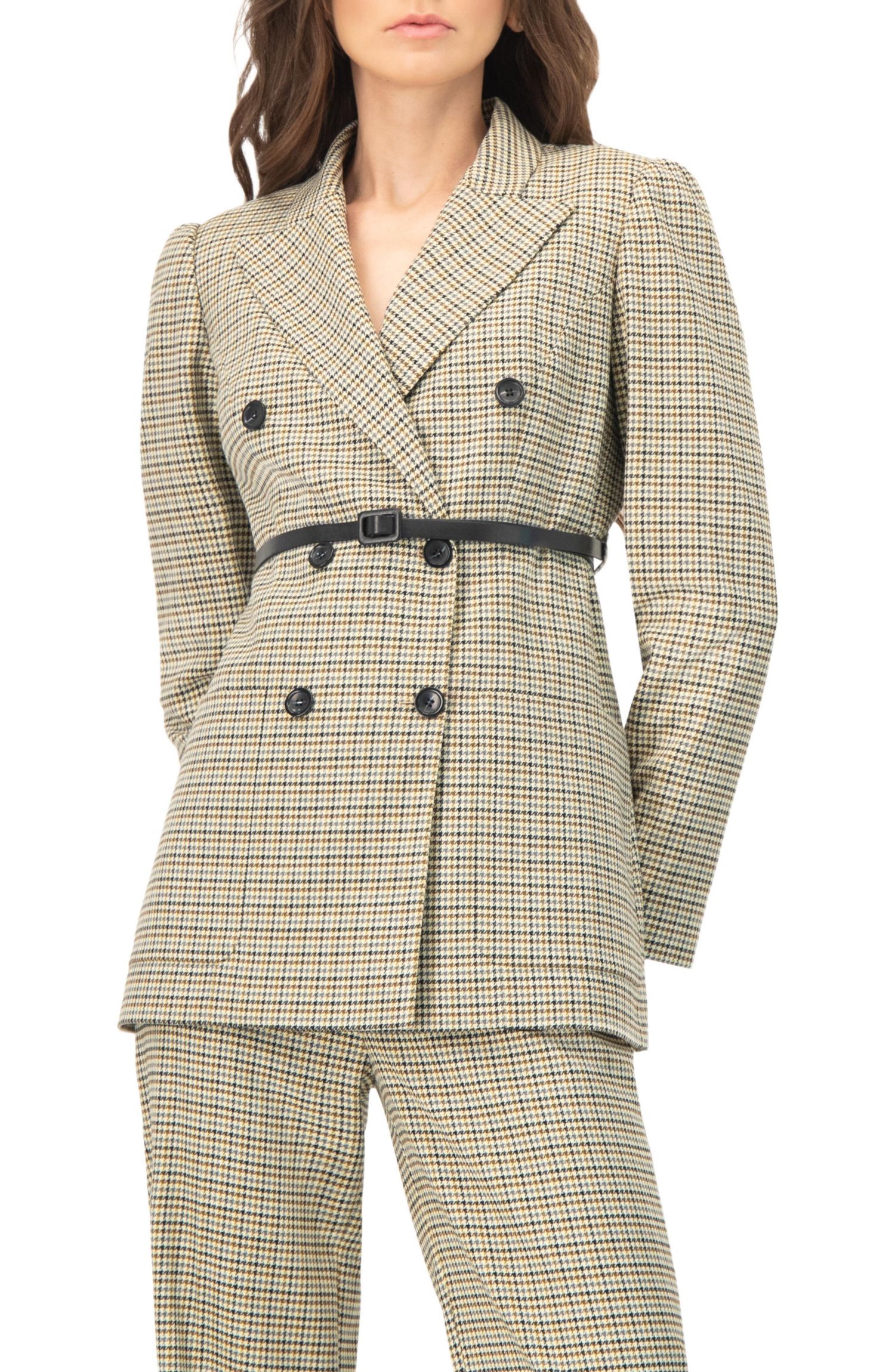 Women's Double-Breasted Checkered Blazer