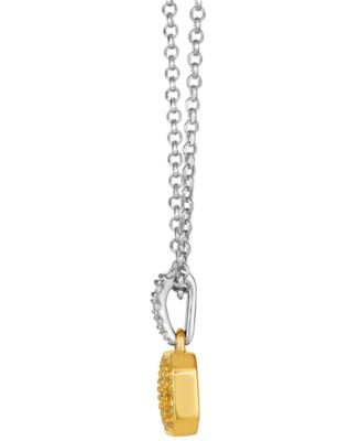 Sunny Yellow Diamond (1/5 ct. t.w.) & Vanilla Diamond (1/25 ct. t.w.) Pendant Necklace in 14k Two-Tone Gold